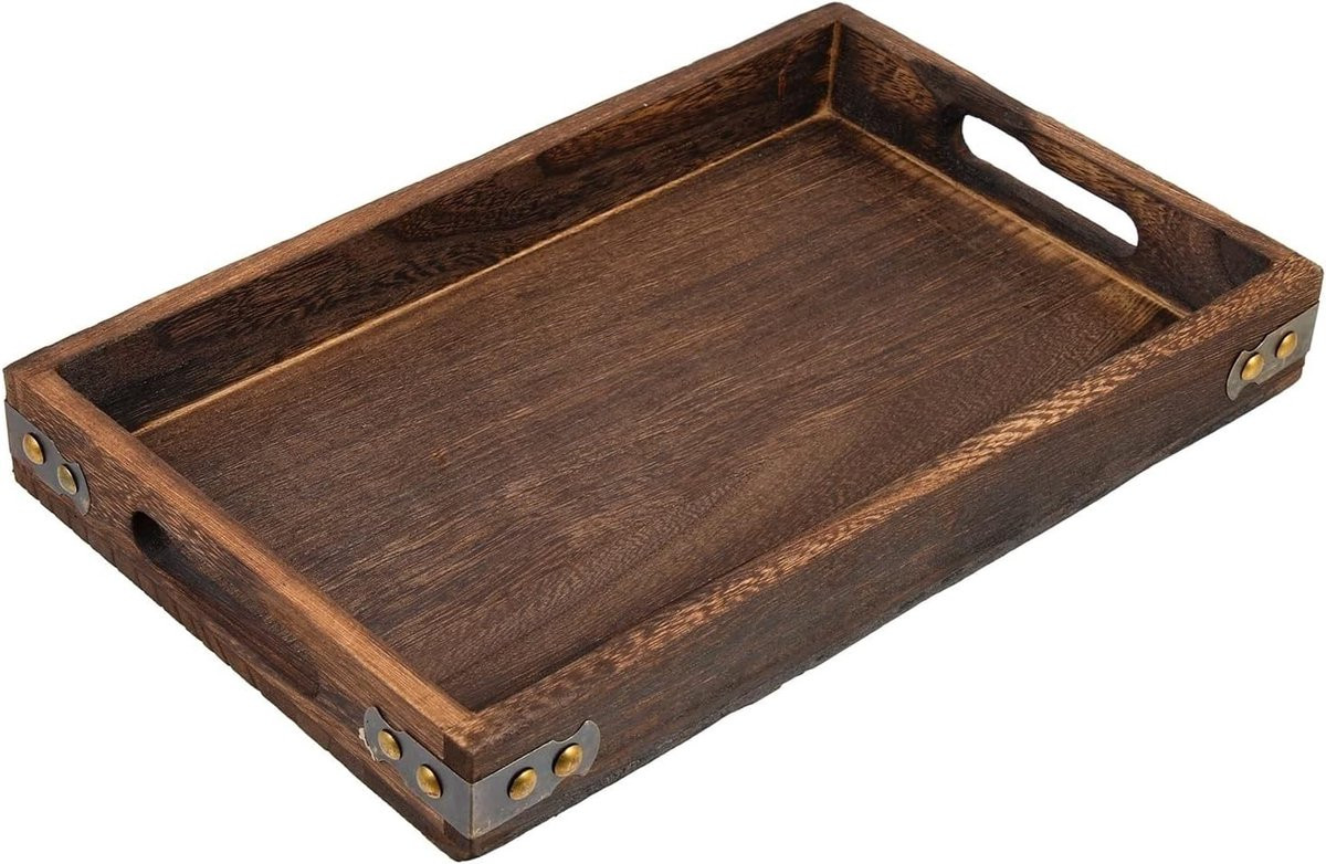 Rustiek houten dienblad Bruin met antislip oppervlak