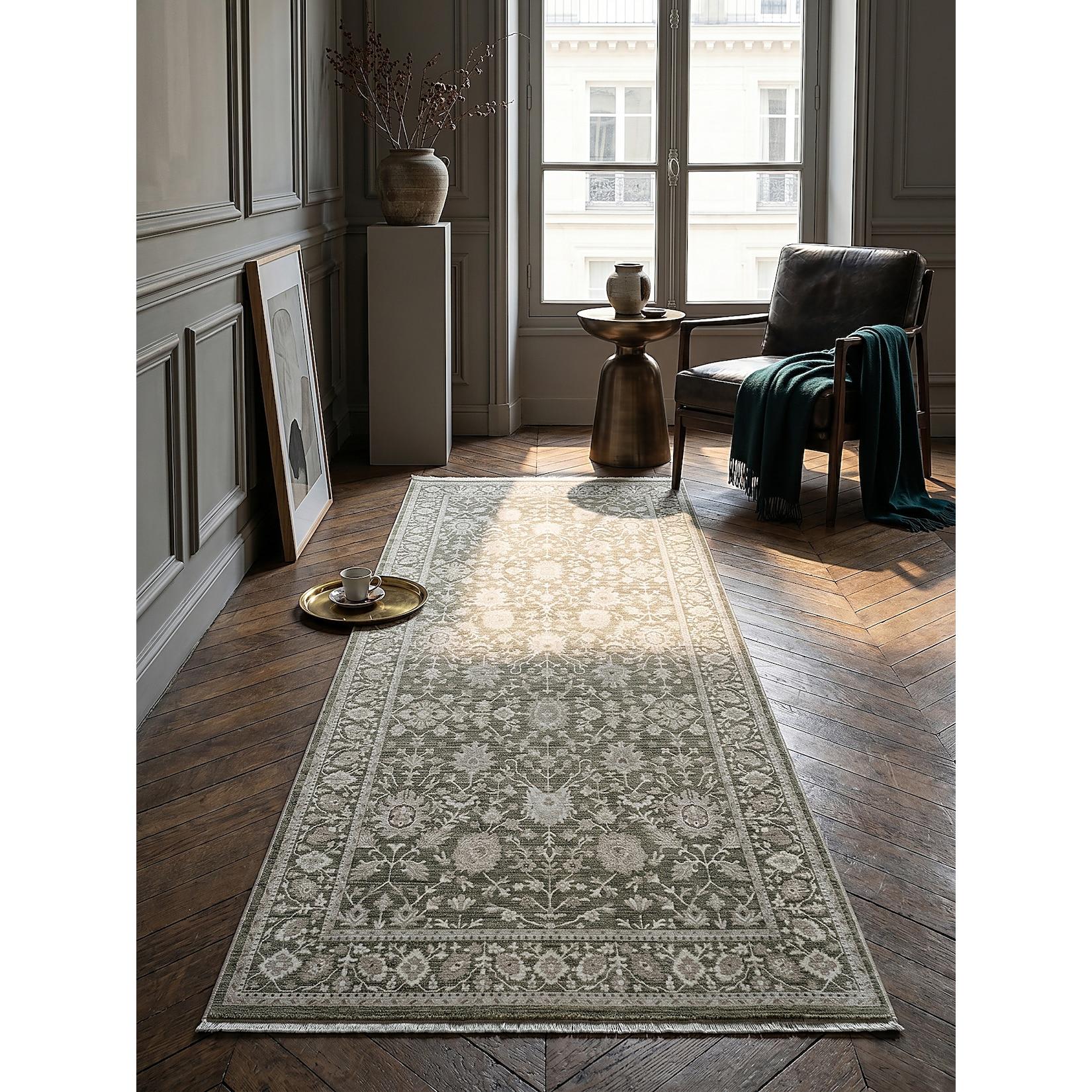 Läufer Pflegeleicht Grün 80x150 cm - SCRIVIA Kadima Design
