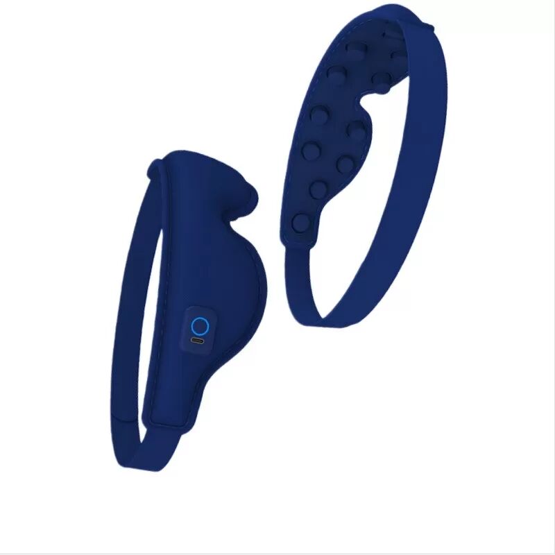 INF Blaues Augenmassagegerät mit 12 Vibrationspunkten, Bluetooth-Musik & Sprachausgabe