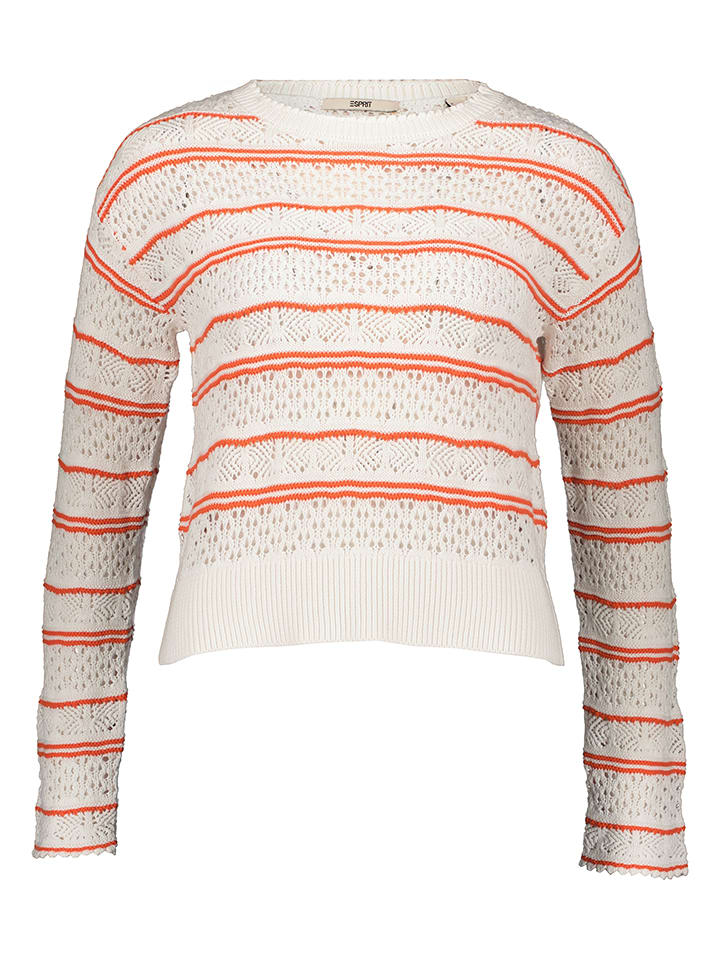 ESPRIT Pullover in Creme/ Rot - L