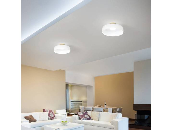 Fabas Luce LED Deckenlampe Lunar, dimmbar, weiß / opal, für Wohn- / Esszimmer, Glas, Modern, LED Deckenleuchte