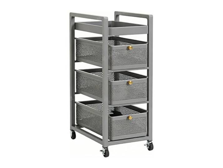 4-stöckiger mobiler Küchenwagen mit Rollen Couchtisch Gemüsekorb-Regal-Utility(Grigio)