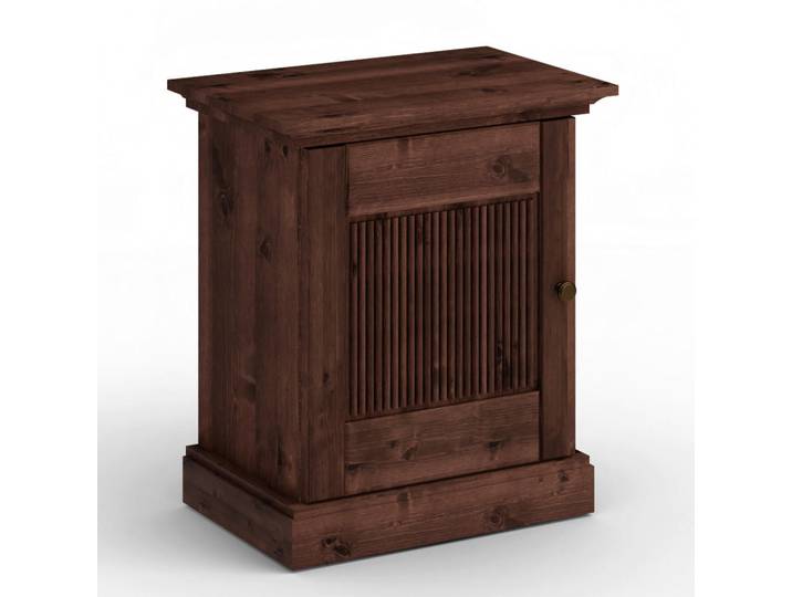 Linea Natura Nachtschrank, Dunkelbraun, Holz, Kiefer, massiv, 54x61x36 cm, Soft-Close-System, Schlafzimmer, Nachttische