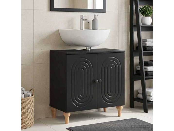 Magnifique Meuble sous Lavabo de Salle de Bain ALKMAAR Noir - Résistance à l'humidité &2825