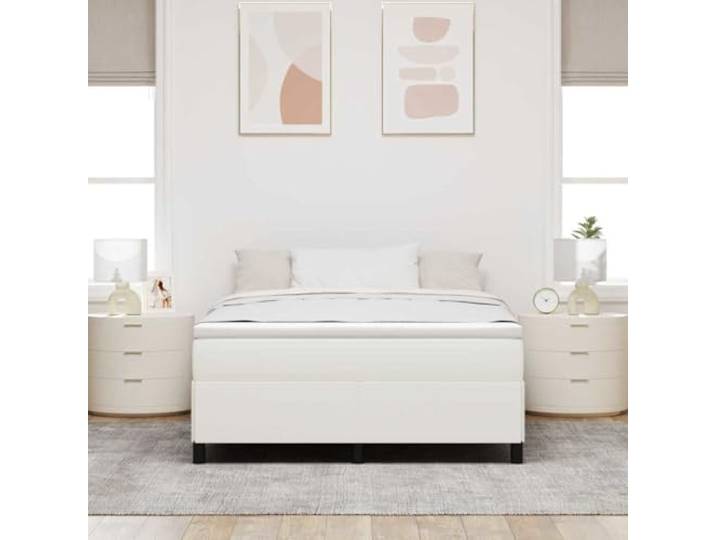 KTHLBRH Boxspringbett creme 160 x 200 cm Rahmen aus Kiefernholz, inklusive Lattenrost, Beine aus schwarzem Kunststoff, Unterstützung 280 kg