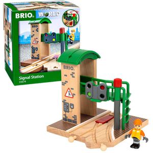 BRIO Spielzeugeisenbahn-Zubehör World 33674, Signal Station, mit Figur, Holz/Kunststoff