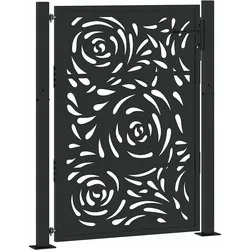 vidaXL Gartentor Schwarz 105x130 cm Stahl Flammen-Design