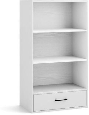 Costway 48 Inch Tall 4 Tiers Wood Bookcase with Drawer-White