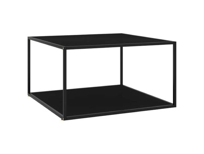 Tmriohed Couchtisch Schwarz Quadratisch 90x90x50 cm aus Glas Stahl Moderner Kaffeetisch fürs Wohnzimmer mit gehärteter Glasplatte und stabiler Stahlkonstruktion für Snacks und Getränke