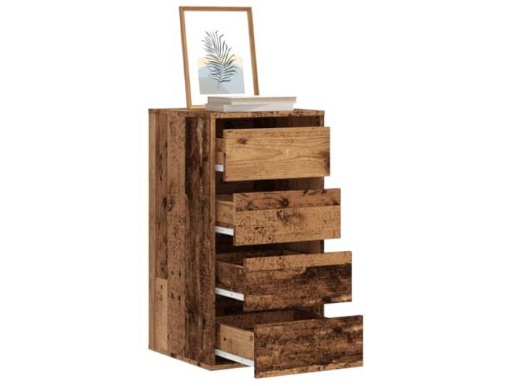 smnyxs Eckkommode, Altholz, 40 x 41 x 76 cm, Ingenieurholz 4 Schubladen, Schlafzimmeraufbewahrung, Sideboard, Wohnzimmer, glatte Oberfläche, Wandbefestigung inklusive