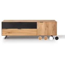 Massivholz »Lugano« Lowboard VI mit Holzfüße Hobelschlag Front / Hobelschlag Front