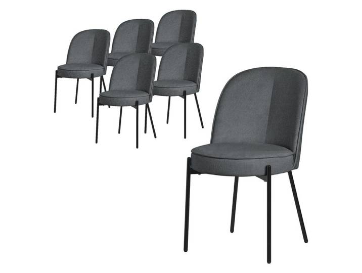 Lot de 6 chaises de salle à manger ML-Design anthracite polyester structure métal dossier arrondi