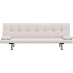 vidaXL Schlafsofa mit 2 Kissen Kunstleder Ausziehbar Cremeweiß