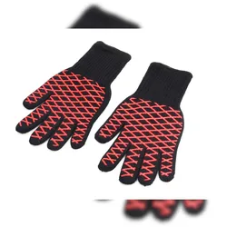 METRO PROFESSIONAL Grillhandschuhe, Silikon, Onesize, schwarz/rot, 1 Paar