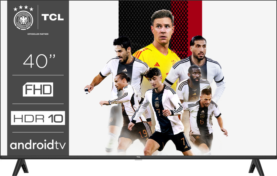 TCL Rahmenloser Full HDR-Fernseher mit Android TV, 101,6 cm (40"), 1920 x 1080 Pixel, LED, Smart-TV, WLAN, Schwarz