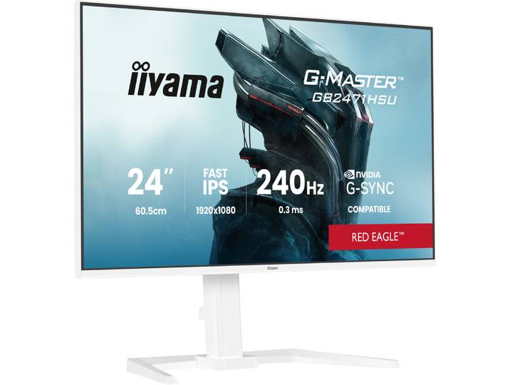 iiyama G-MASTER GB2471HSU-W1, 60,5 cm (23.8'), 1920 x 1080 pixels, 0,3 ms, Blanc