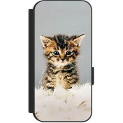 Nivocase Klapphülle für Google Pixel 9 Handyhülle aus Kunst Leder NIVOflip schwarz Feder Haustier Katze (Google Pixel 9), Smartphone Hülle, Schwarz