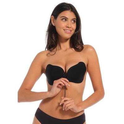 Klebe-BH MAGIC BODYFASHION "Va-Va-Voom Bra", Damen, Gr. Cup B, schwarz, Obermaterial: 85% Polyamid, 15% Elasthan, BHs Klebe-BH, vorn mit Schnürung