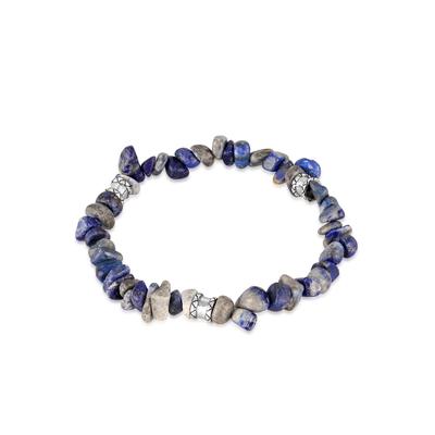 Armkette KUZZOI "Armband Herren Lapis Lazuli Vintage Bead 925 Silber" Gr. 190, silber, Armbänder, Herren, 190, Silber 925 (Sterlingsilber), Armkette