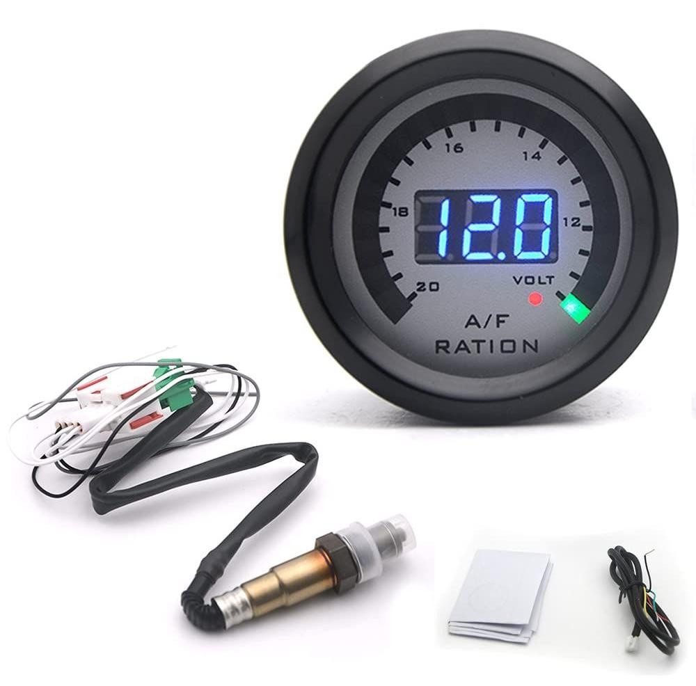 Lustrens Digitale Lucht-Brandstof Verhouding Meter Kit - 2 in 1 AFR Meter met 52 mm Auto Volmeter en O2 Zuurstofsensor