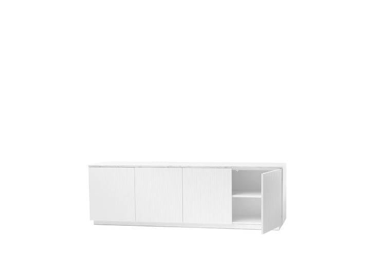 A2 Beam Sideboard Weiß lackiert, weißer Sockel,Deckplatte aus Carrara-Marmor