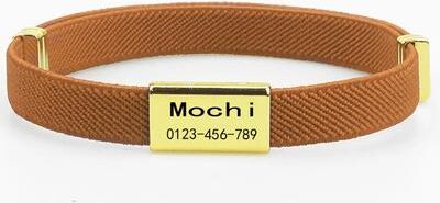 Inspire Select Personalized AirTag Cat Collar With Engraved Name Tag Adjustable Breakaway GPS Pet Tracking Collar brown And Tag 5 12 In
