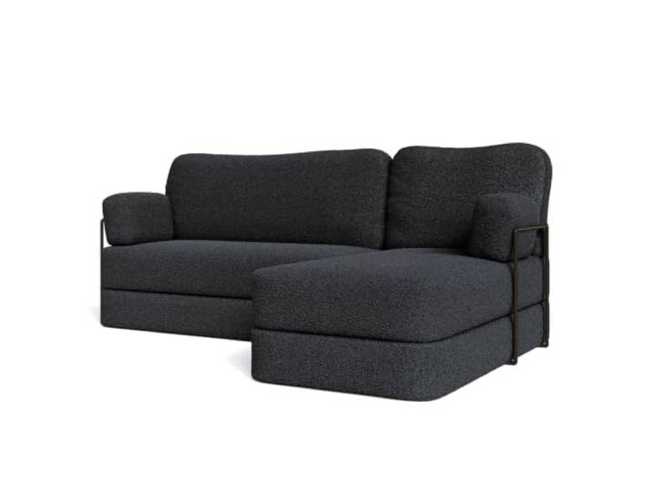 Masseno Schaumstoff-Ecksofas SABI mit Metallgestell, Modulares Schlafsofa aus Schaumstoff, Klappbares Bodensofa, Schlaffunktion, Ohne Montage - Schwarz, Quelle 100