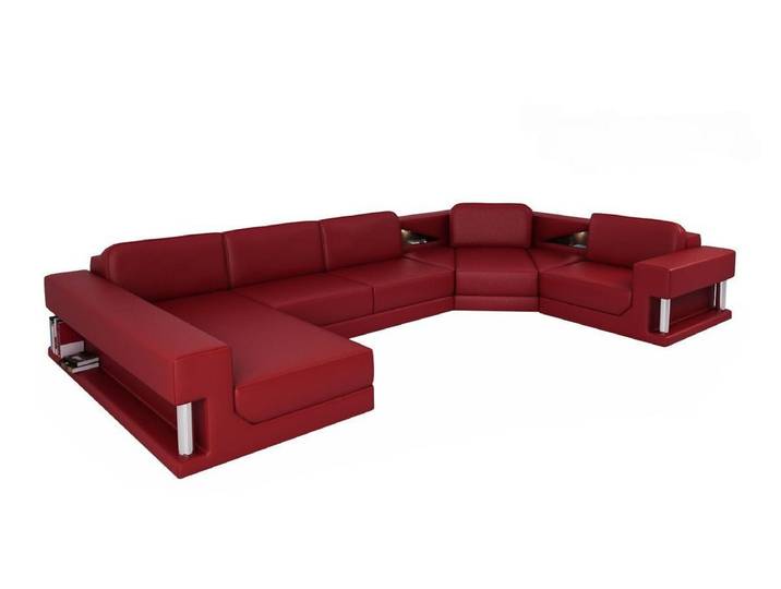 Xlmoebel Wohnlandschaft Elegantes U-Form Ecksofa aus Leder für stilvolles Wohnen, U-Form Ecksofa, Hergestellt in Europa