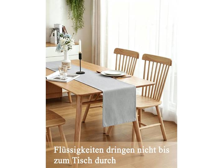 Tischläufer GOODPRODUCT Ozzie, 1 Stück in Leinenoptik, verschiedene Grössen, Dekoration , grau (sand), B:180cm L:40cm, Polyester, Tischdecken, Tischläufer, Formstabil & pflegeleicht, gewebtes Design, uni, Dekoration, Esszimmer
