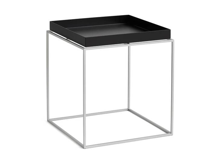 HAY Tray Table mittelhoher Beistelltisch Black-Silikon Grau, 40x40x44 cm