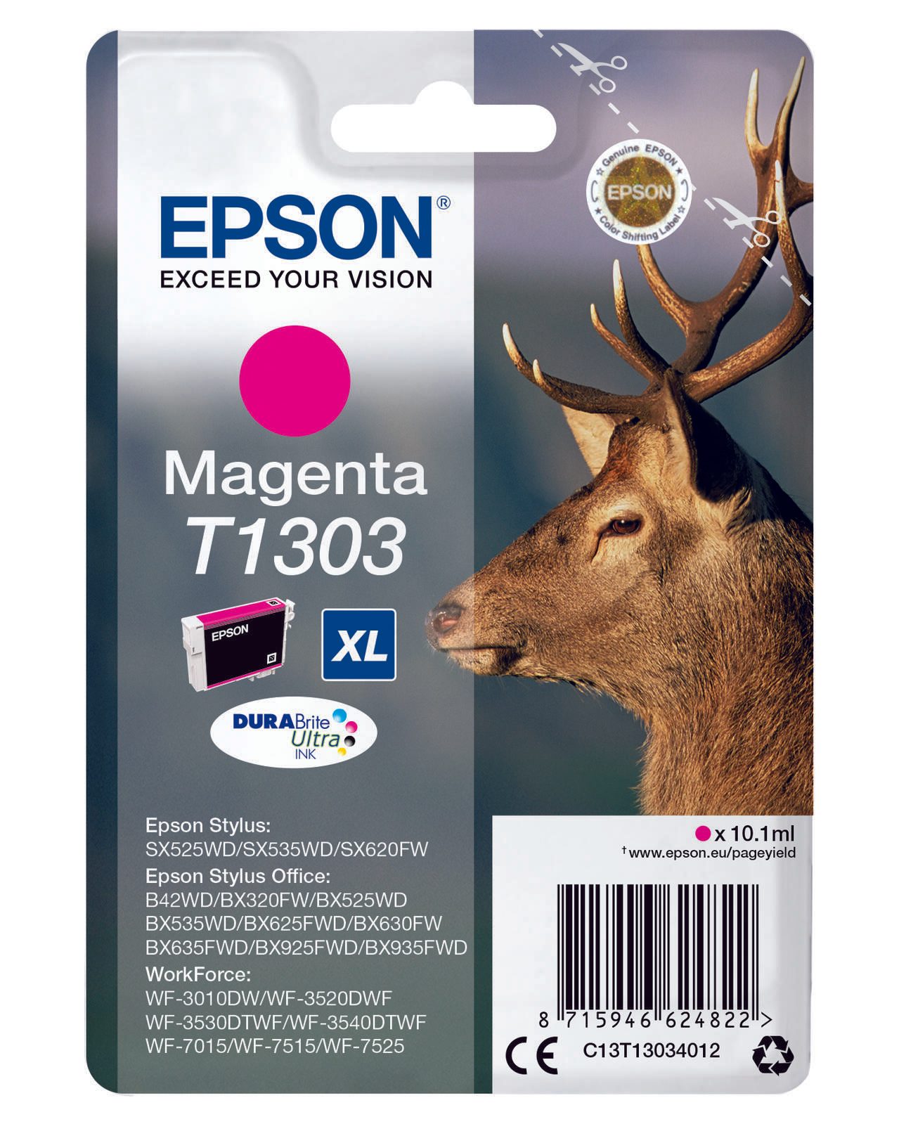 Epson Original T1303 Hirsch Druckerpatrone magenta 600 Seiten 10,1 ml (C13T13034012)