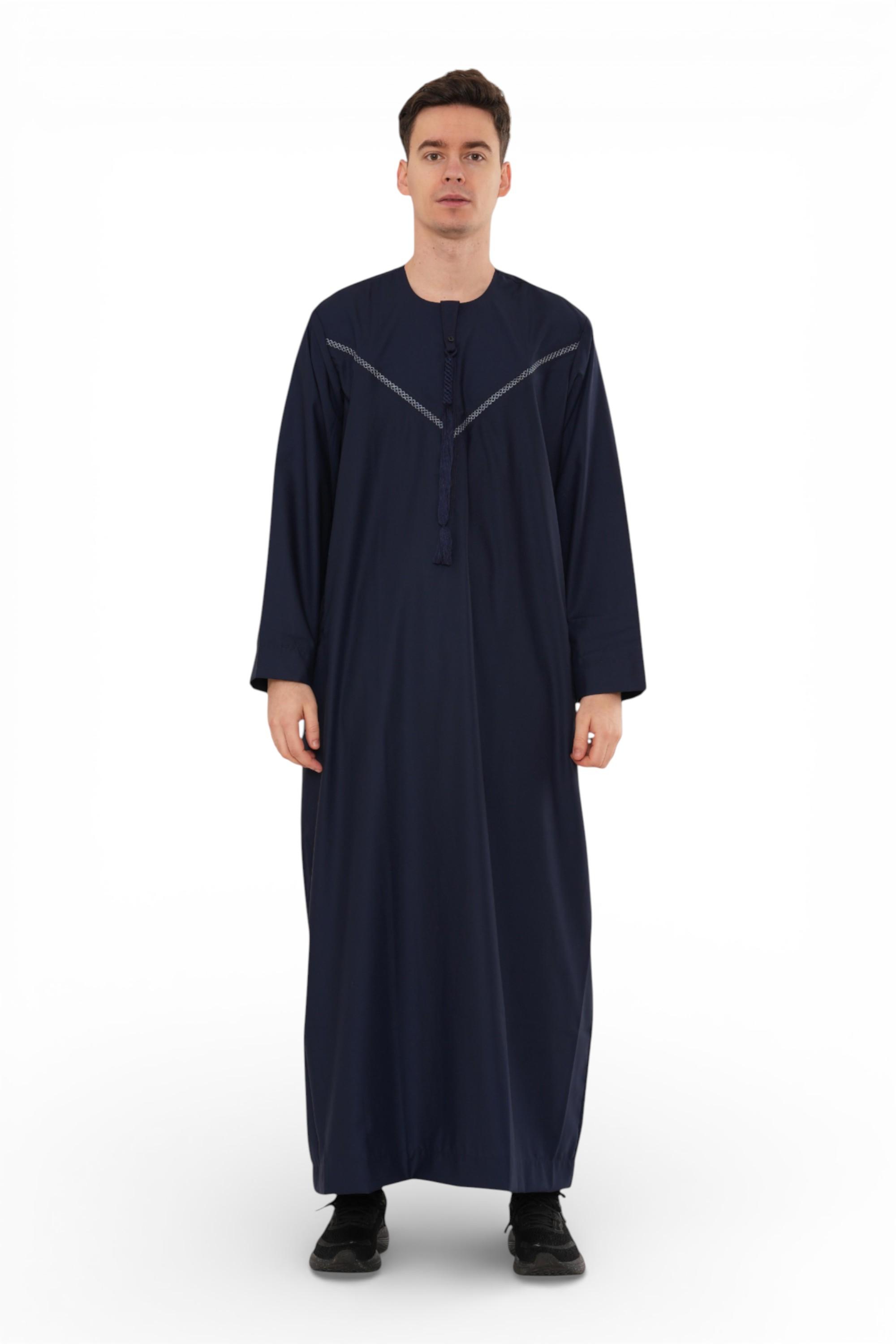 Herren Eid Marineblaue marokkanische Thobe Robe Djellaba Ramadan Eid Jubba- HM10