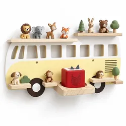 Relaxdays Toniebox Regal Bus Gelb,Hellbraun