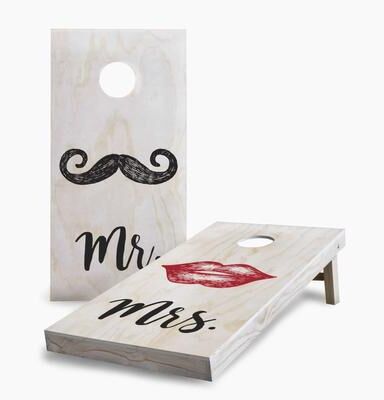 Skip's Garage Mr and Mrs Lips Wedding Cornhole Boards