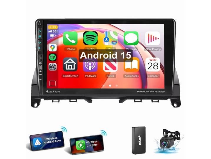 ESSGOO Für Mercedes Benz C-Klasse W204 S204 Android 15 Carplay GPS Autoradio (RDS, Digitalradio (DAB), FM, Carplay Android Auto Bluetooth FM AM RDS WIFI GPS Navigationsgerät)