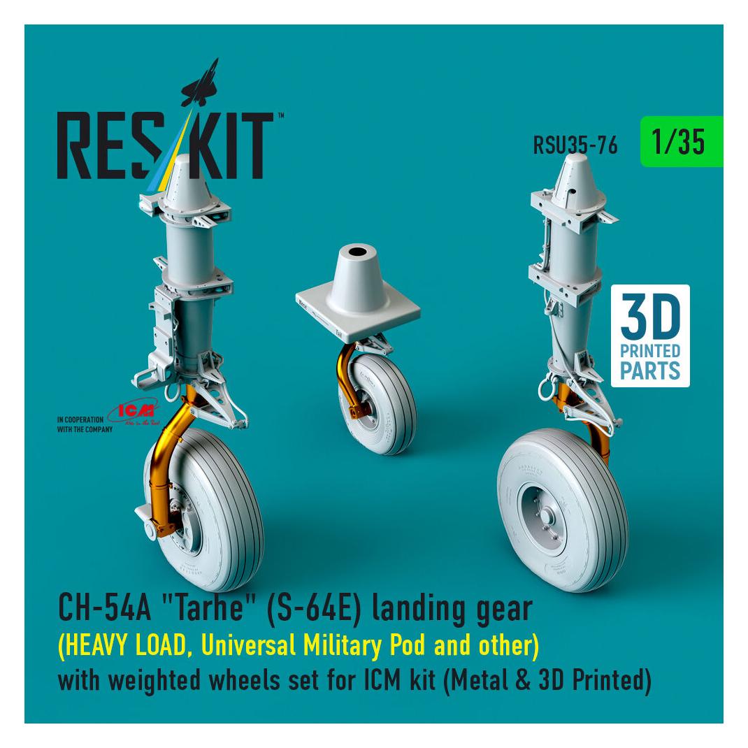 ResKit CH-54A Tarhe(S-64E) landing gear (HEAVY LOAD, Universal Military Pod and other) with weighted wheels (RSU35-0076)