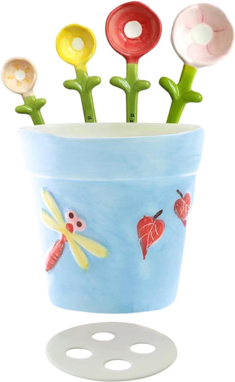 Vierdelige keramische maatlepels set met bloemenpatroon voor in de keuken