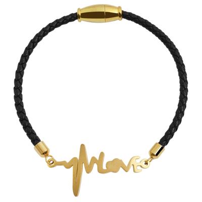Armreif ADELIA´S "Armband – Armreif aus Leder 17 cm", gold (schwarz), Armbänder, Damen, 17cm, Leder, Armreif, Ideal zum Verschenken – schlicht und stilvoll