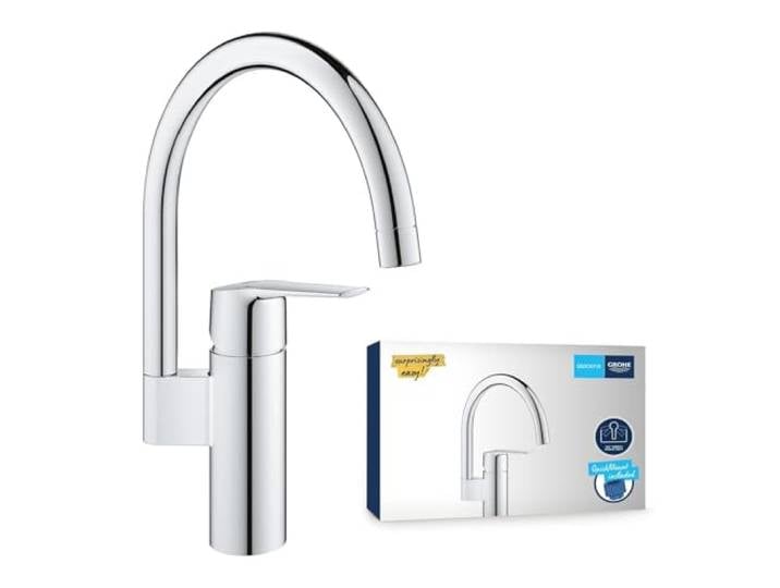 GROHE Start, Küchenarmatur mit hohem Auslauf, 150° schwenkbar Wasserhahn Küche zum einfachen Befüllen großer Töpfe, hochwertige hochwertige Keramikkartusche Keramikkartu (chrom, 30469000)