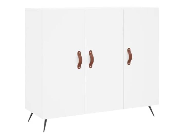 GHVBNMF Sideboard Weiß 90x34x80 cm Kommode mit Metallbeinen Vielseitiger Beistellschrank für Wohnzimmer und Schlafzimmer mit geräumigen Fächern hinter Türen und stabiler Abstellfläche.