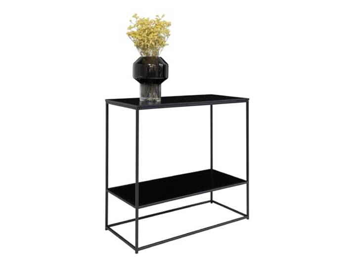 möbelando Konsolentisch >Vita< in Schwarz, Melamin - 80x80x36cm (BxHxT)