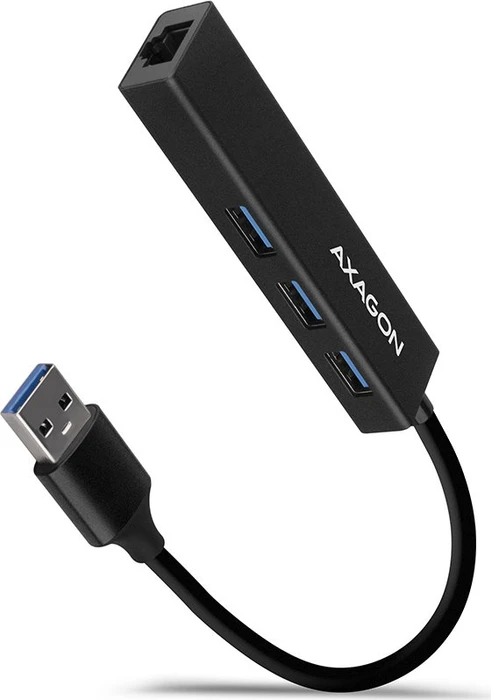 AXAGON HMA-GL3A - USB-A->GLAN & 3-Port Hub - Metal Black