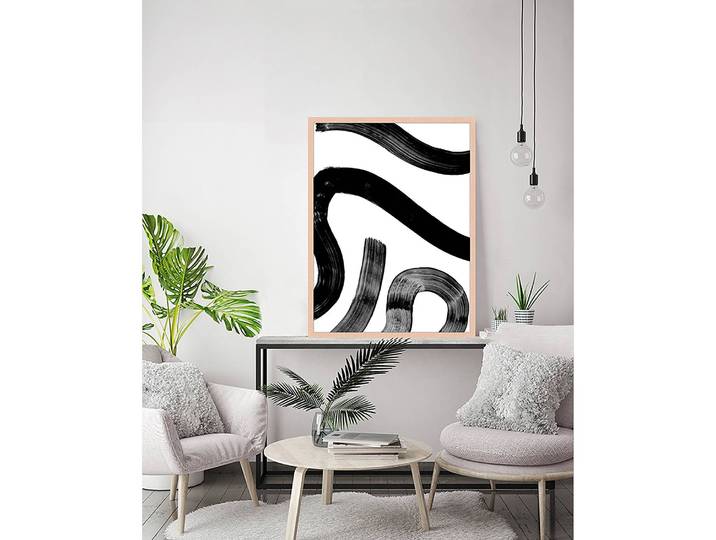 Bild Abstract Watercolor Stroke Rahmen: Massivholz Buche, lackiert Abdeckung: Plexiglas Beige 63 x 83cm