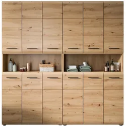 BADEZIMMERSCHRÄNKE Eiche Artisan, 2x Mehrzweckschrank 180 cm, viel Stauraum, Cover