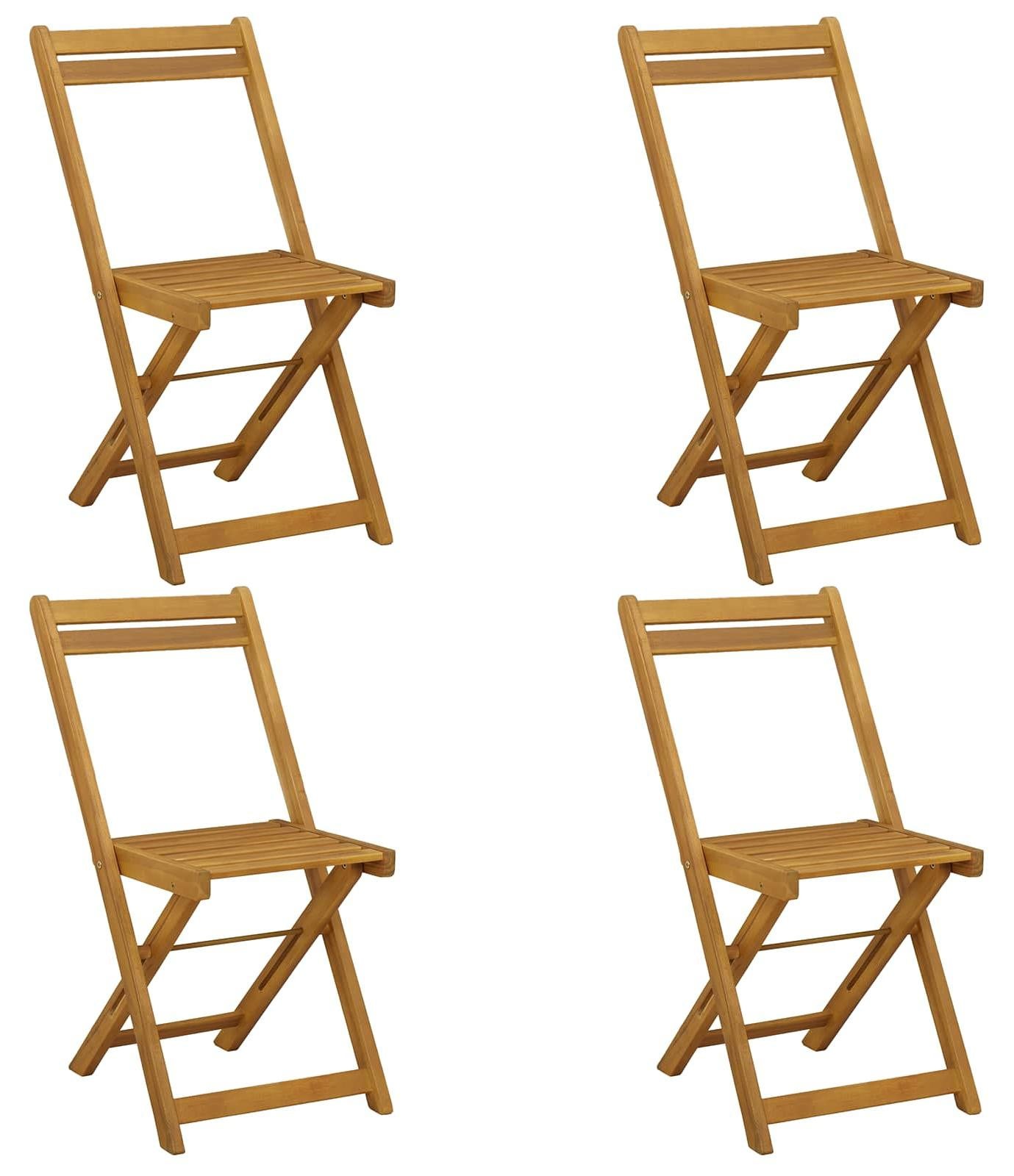 vidaXL Set van 4 Opklapbare Tuinstoelen van Natuurlijk Massief Acaciahout
