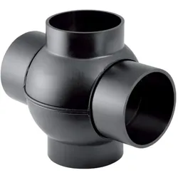 Geberit Pe Zweifach-Kugelabzweig 365275161 DN 70/70, 88,5Grad, Anschlüsse 180Grad, PE-HD