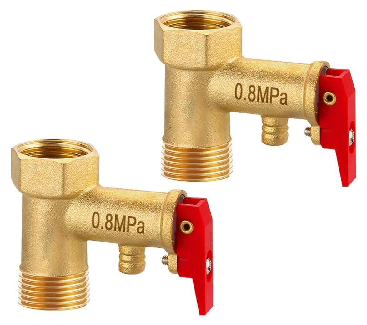 Dripio Veiligheidsventiel 1/2 inch messing voor boilers, 0,8 MPa, 2 stuks
