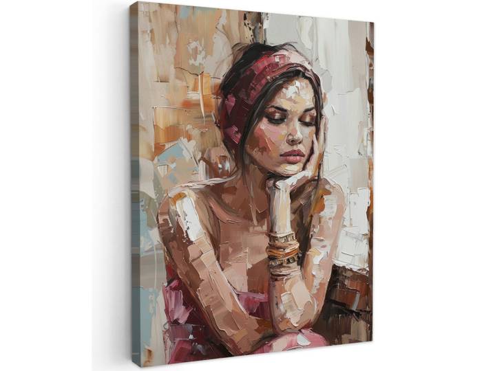LEINWANDBILD Frau - Lackierung - Porträt - Modern Wandbild Wohnzimmer 60x80 cm