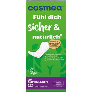 Cosmea Slipeinlagen Bio Extra Lang, extra stark, ohne Duft, Bio-Baumwolle, 26 Stück