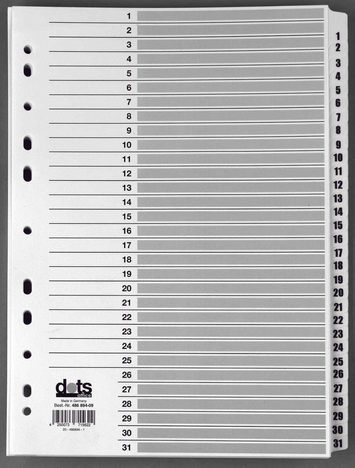 dots Ordnerregister Vollformat 1-31 DIN A4 083-0464-008